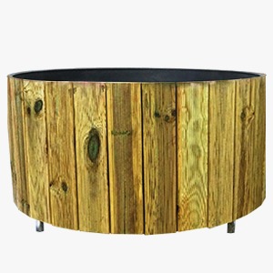 PE목재분-원형1080/자연색/1080x560/방부목/나무/노변/옥상/텃밭/대형/원목/도로화분